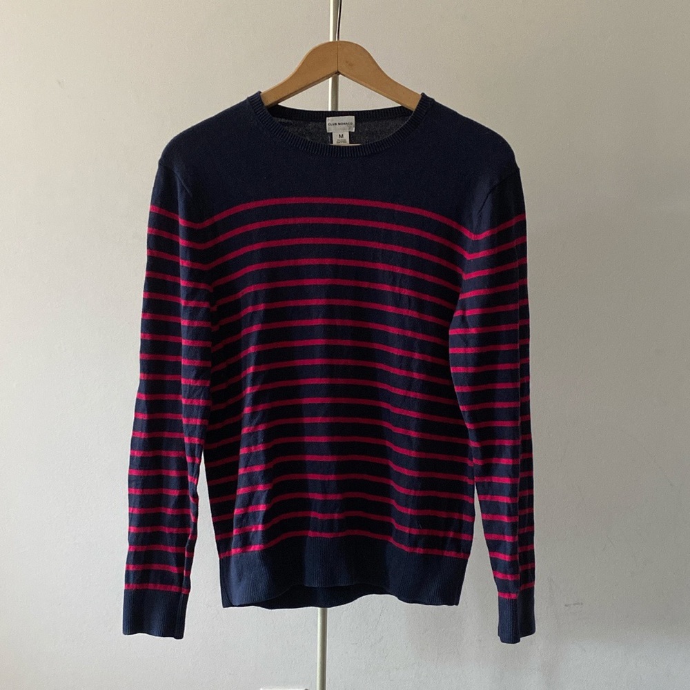 Club Monaco navy and red striped sweatshirt